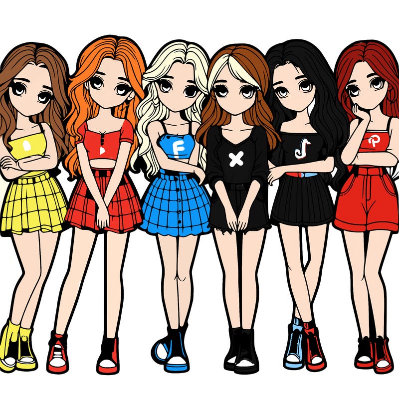 a group of girls realistic