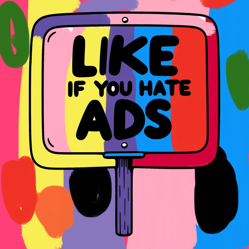 a sign that says like if you hate ads