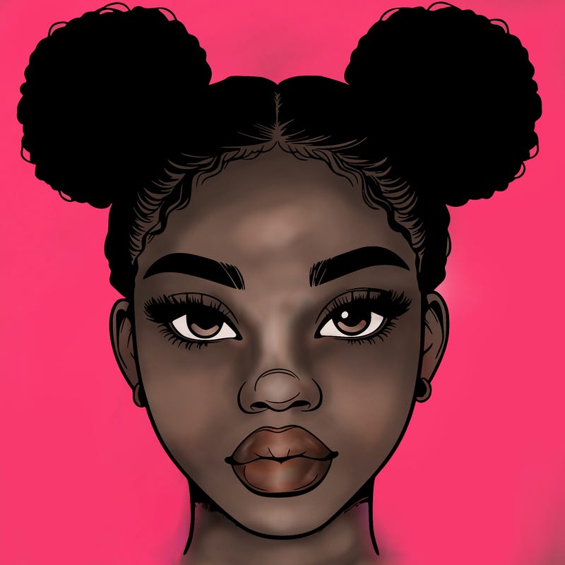 realistic black woman with two buns