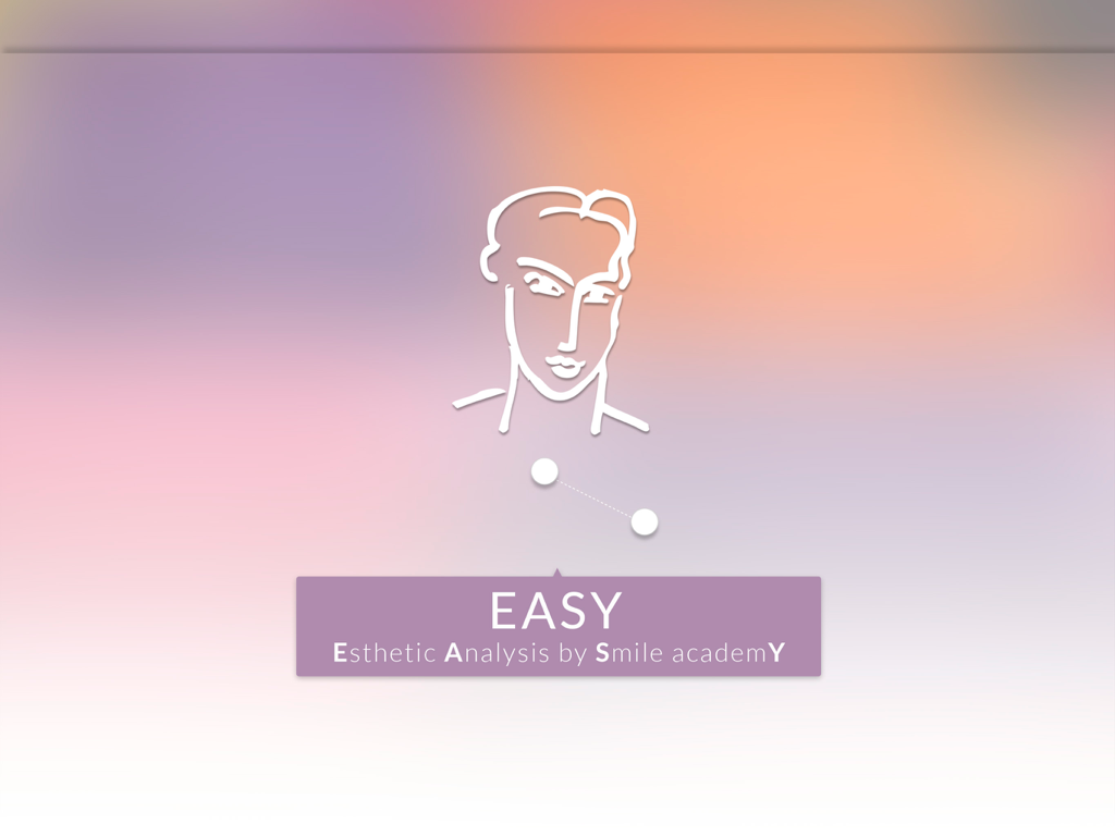 EASY Esthetic Analysis app splash screen featuring a facial line drawing logo