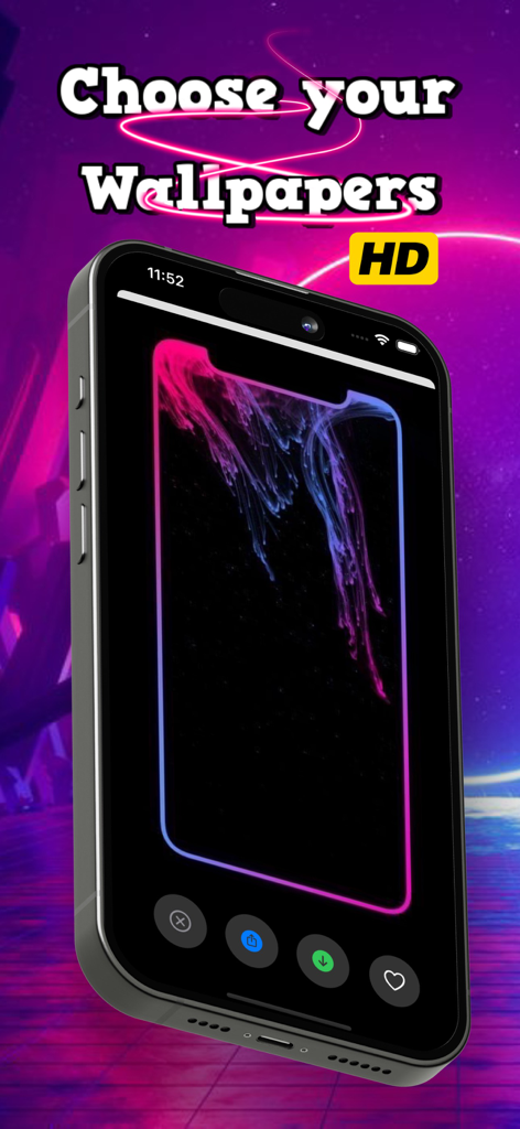 EDGE Lighting Borderlight - iPhone screen featuring neon pink and blue edge lighting with abstract smoke wallpaper