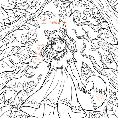 girl with  animal  ears and a teale