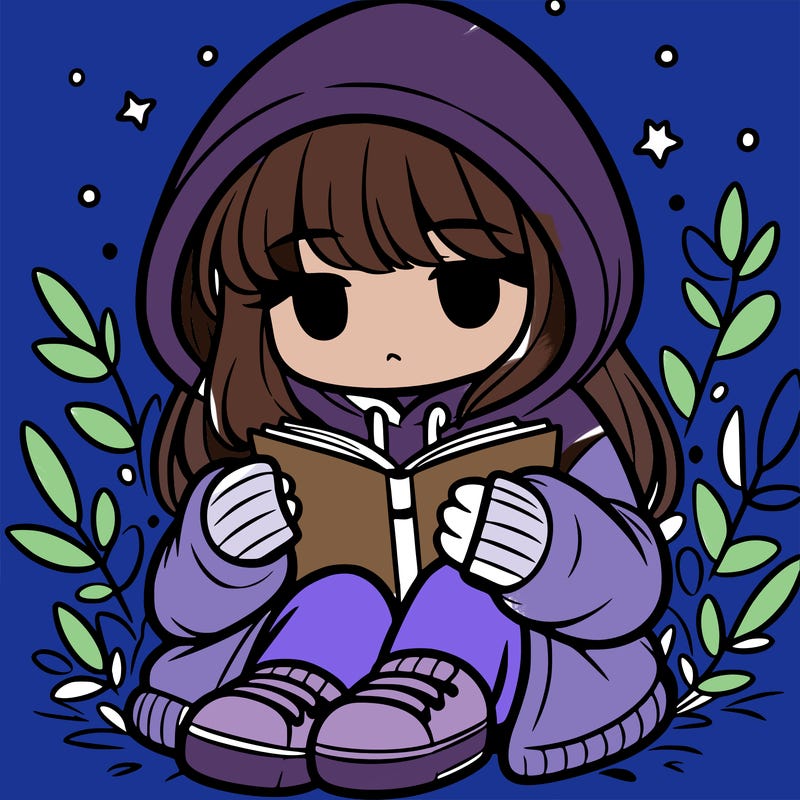 girl in oversized hoodie reading a book