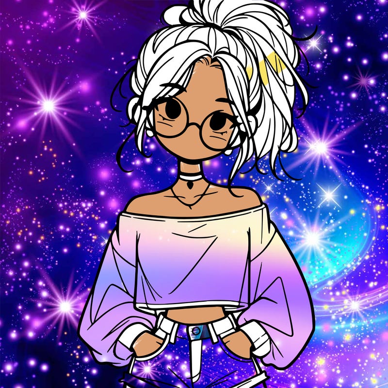 girl with a messy ponytail glasses a baggy crop top and jean shorts