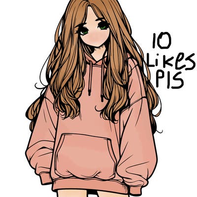 realistic girl with long hair and baggy sweat shirt