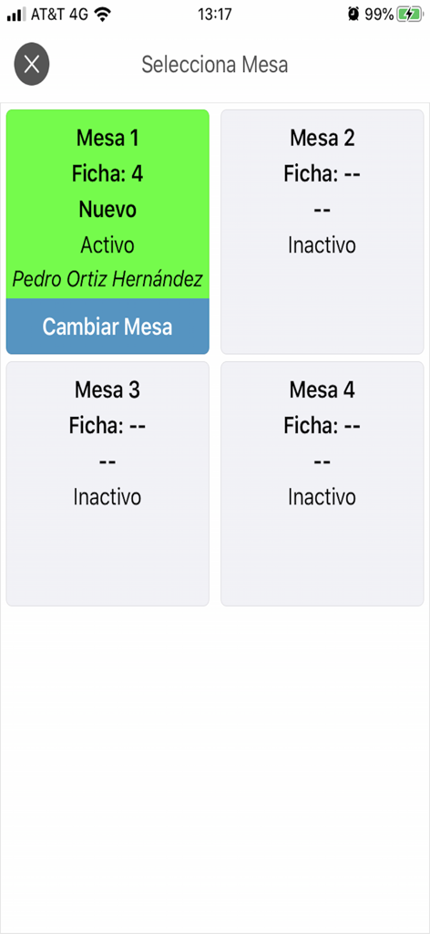 Aplicativo de ponto de venda Vende YA! mostrando uma grade para selecionar e gerenciar mesas de restaurante.
