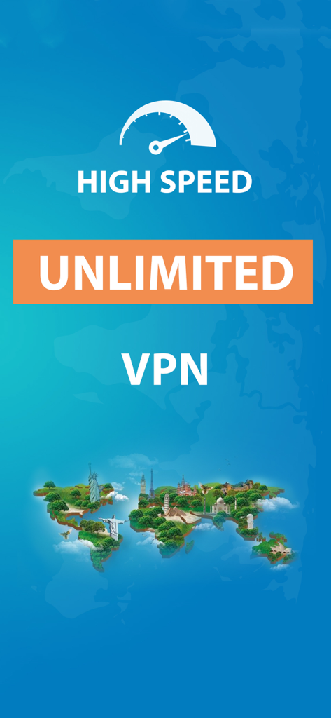 VPN Extra - Limitsiz VPN - VPN Extra app screen showing high speed and unlimited VPN features with a global map