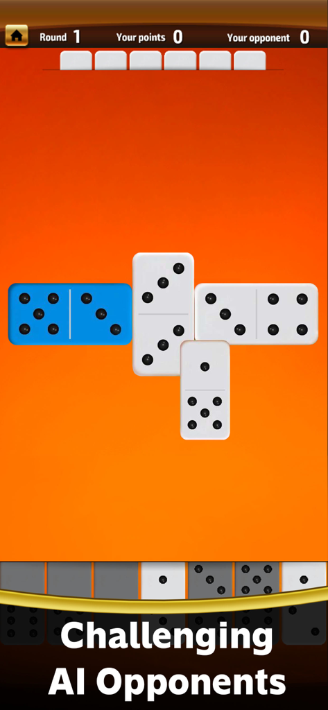 Domino game Dominoes offline - Partida do jogo móvel Dominoes offline com um oponente de IA desafiador.