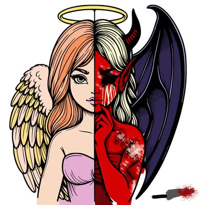 realistic angel half demon