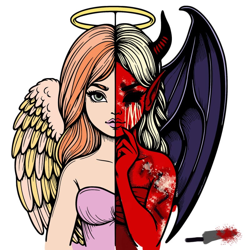 realistic angel half demon