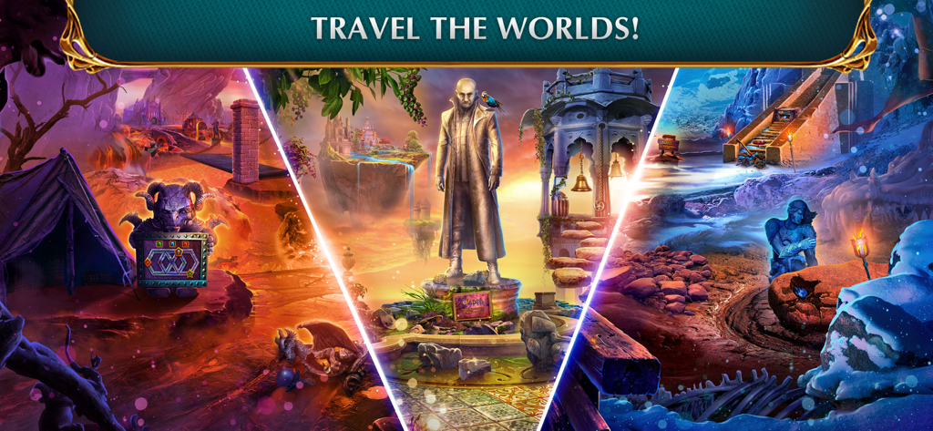 Labyrinths 8 - F2P - A montage of three unique fantasy worlds to travel in the game Labyrinths 8