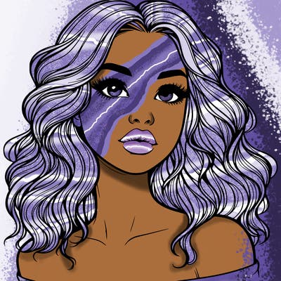 realistic girl with wavy hair and lips