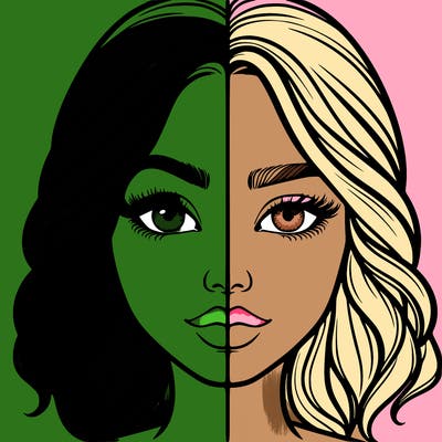 realistic girl split half