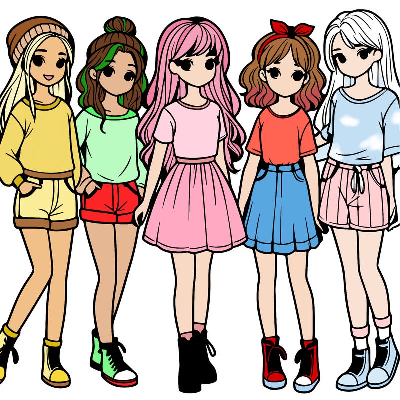 a group of five girls