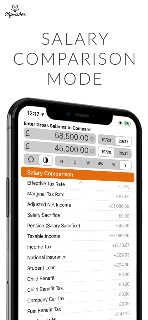UK Salary Calculator 2025/26 - UK Salary Calculator app interface showing salary comparison mode with tax breakdown