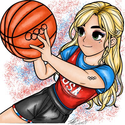 realistic girl playing basketball