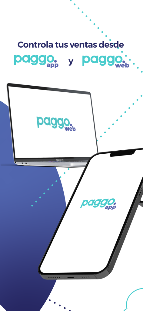 Paggo - POS y Links de Pago - Interfaz de la aplicación web de Paggo que se muestra en una computadora portátil y un teléfono inteligente para la gestión de ventas comerciales
