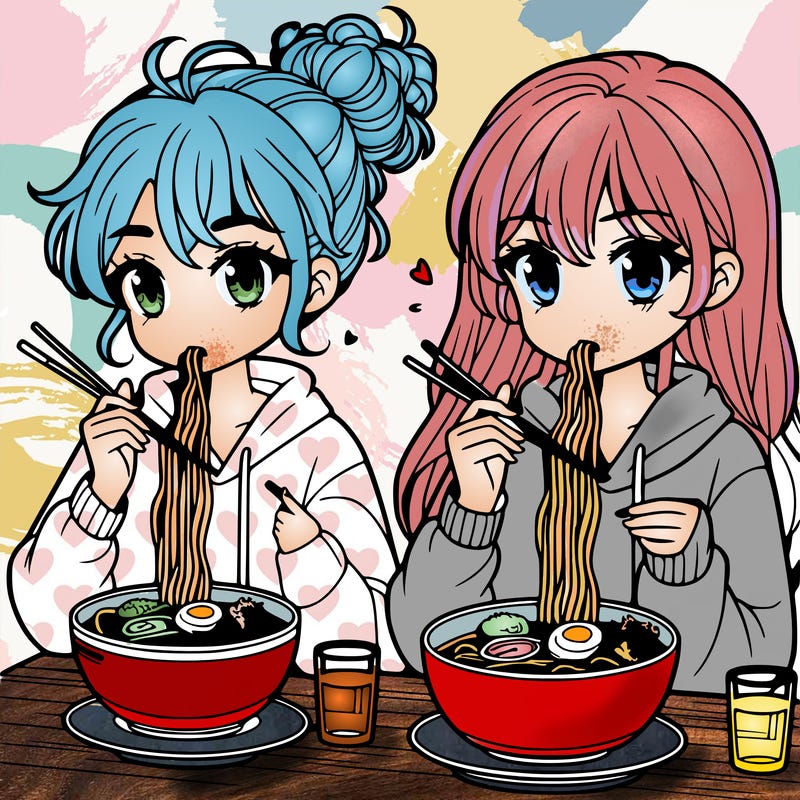 girls eating ramen