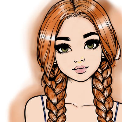 realistic girl with braids