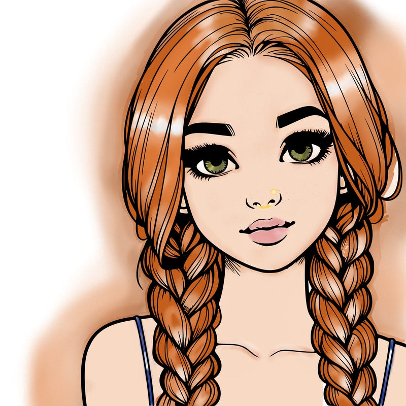 realistic girl with braids