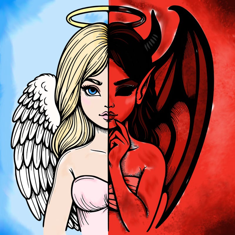 realistic angel half demon