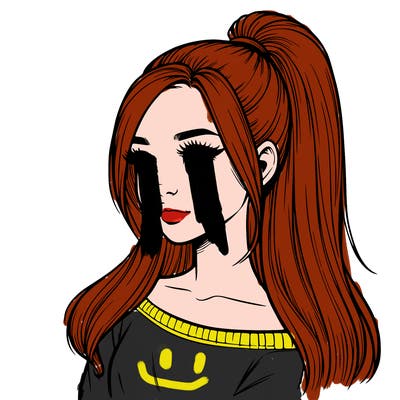 realistic girl with a high ponytail