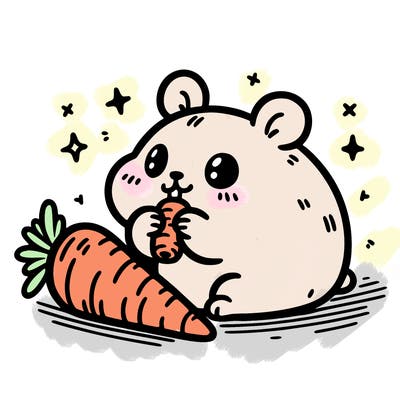 hamster eating a carrot