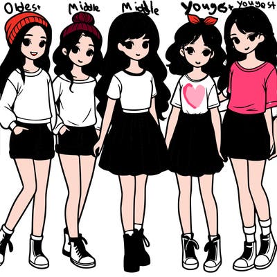 a group of five girls