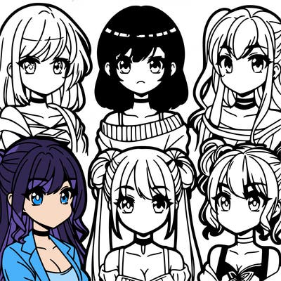 make girls with different anime styles