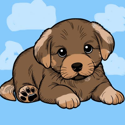 a cute realistic puppy