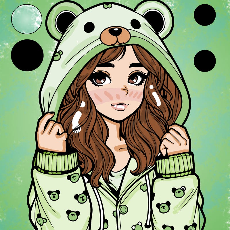 realistic girl in a animal pjs hoodie