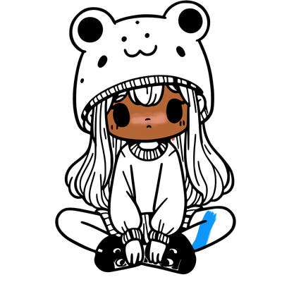 a girl wearing a frog hat and some frog socks