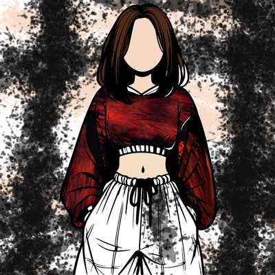 realistic girl faceless with baggy pants and a crop top