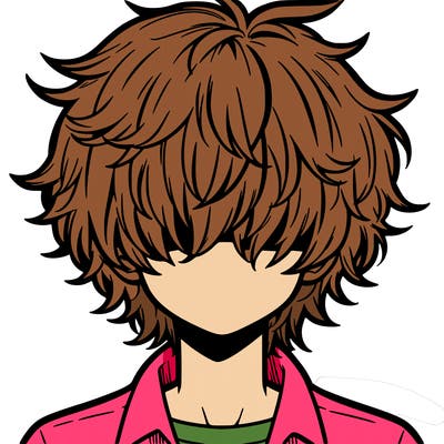 manga boy fluffy hair covering his eyes