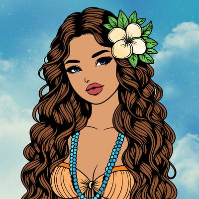 realistic beautiful hawaiian woman,long dress,haku lei, lips