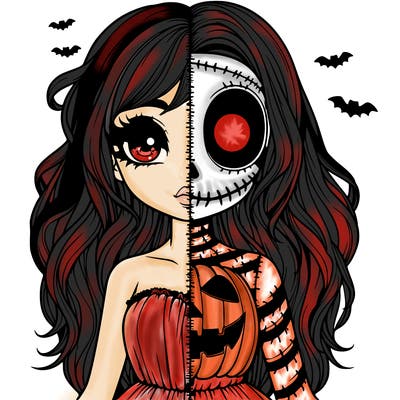 realistic girl halloween split