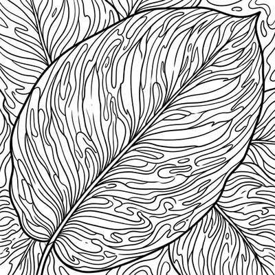 Explore the mesmerizing world of Calathea leaves reimagined with a psychedelic twist. This intricate coloring page features swirling patterns and organic shapes, perfect for a mindful artistic journey.