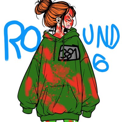 realistic girl with a oversized sweatshirt on and a bun