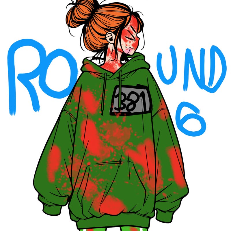 realistic girl with a oversized sweatshirt on and a bun