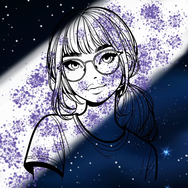 realistic girl with freckles and clear glasses