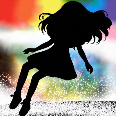 realistic girl floating