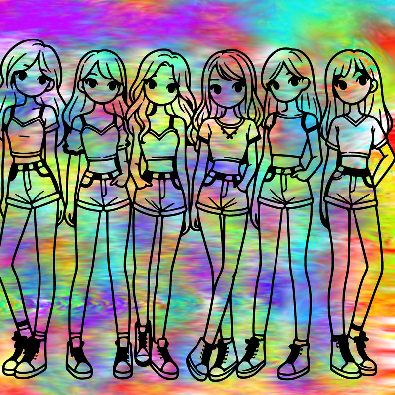 a group of girls wearing crop tops and shorts