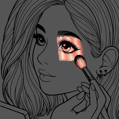 a realistic girl doing her makeup