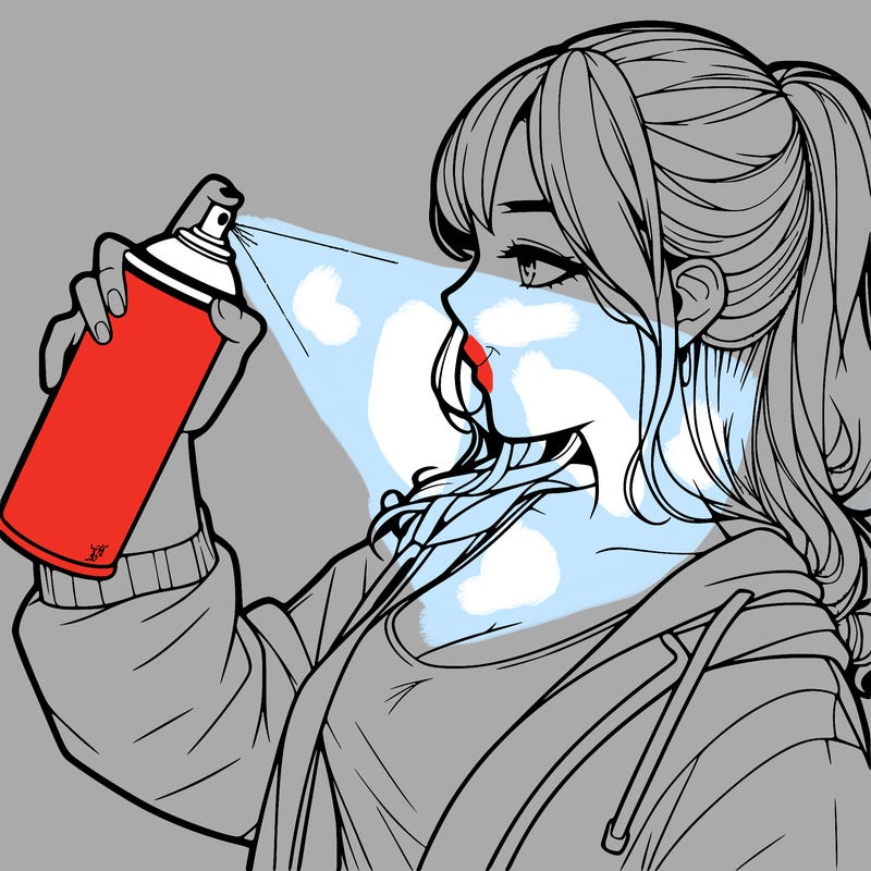 a realistic girl spray, painting