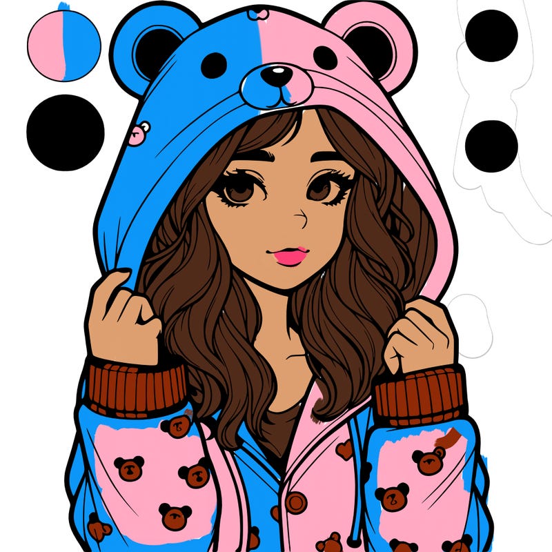 realistic girl in a animal pjs hoodie