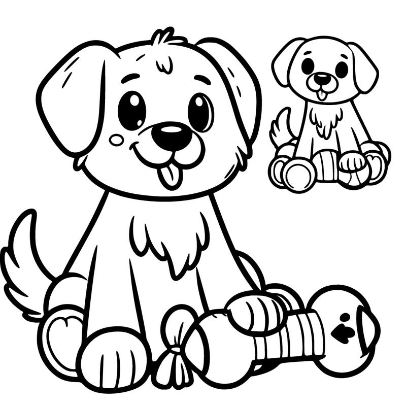 dog with a dog toy￼