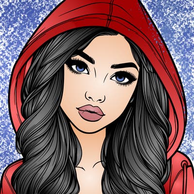 realistic beautiful girl with a hood on