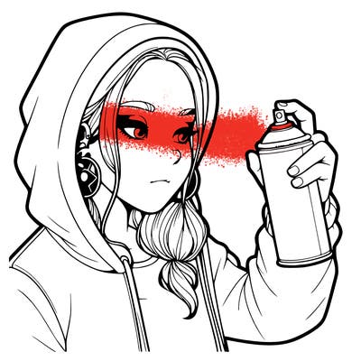 a realistic girl, spray painting