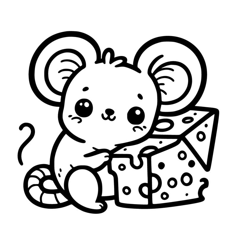 cute mouse with a block of cheese