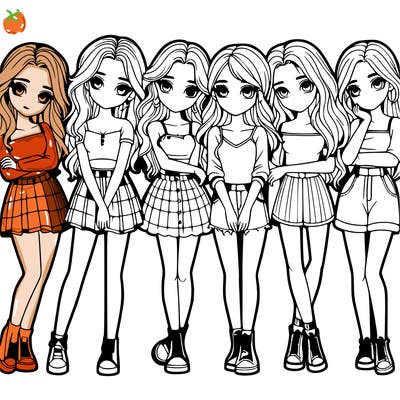 a group of girls realistic